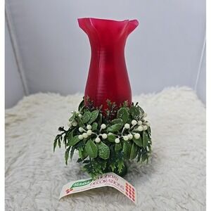 Vintage Yuletide Christmas Hurricane Faux Candle Holder Lamp Decoration Plastic